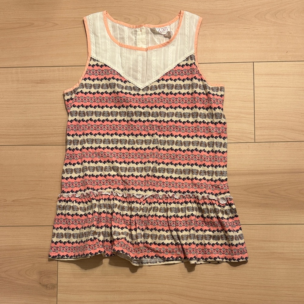 Matilda Jane Girls' Coral Patterned Sleeveless Dress with Pintuck Yoke